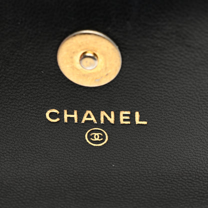 Chanel Lambskin Quilted Sweet Camellia Clutch With Chain Black 6 of 10