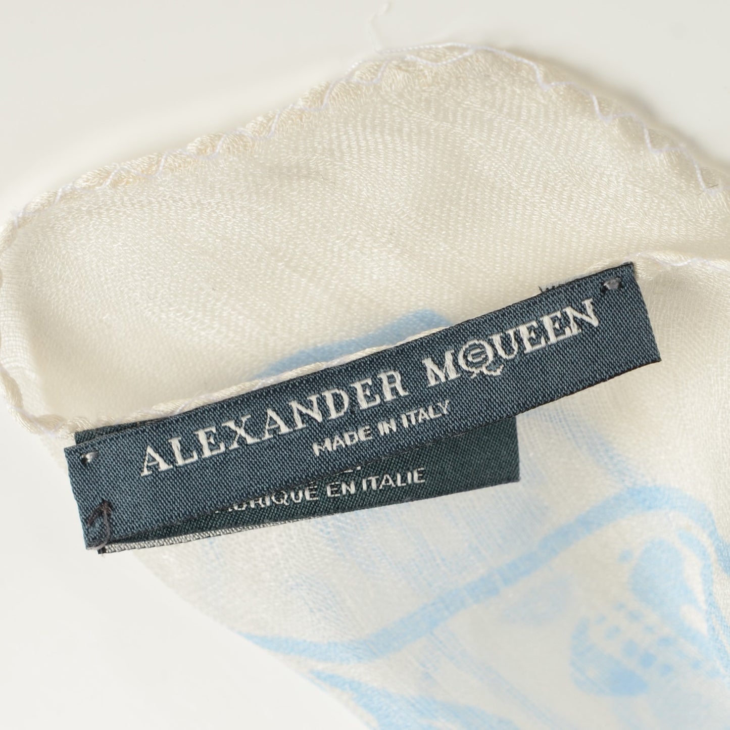 Silk Chiffon Skull Scarf Blue