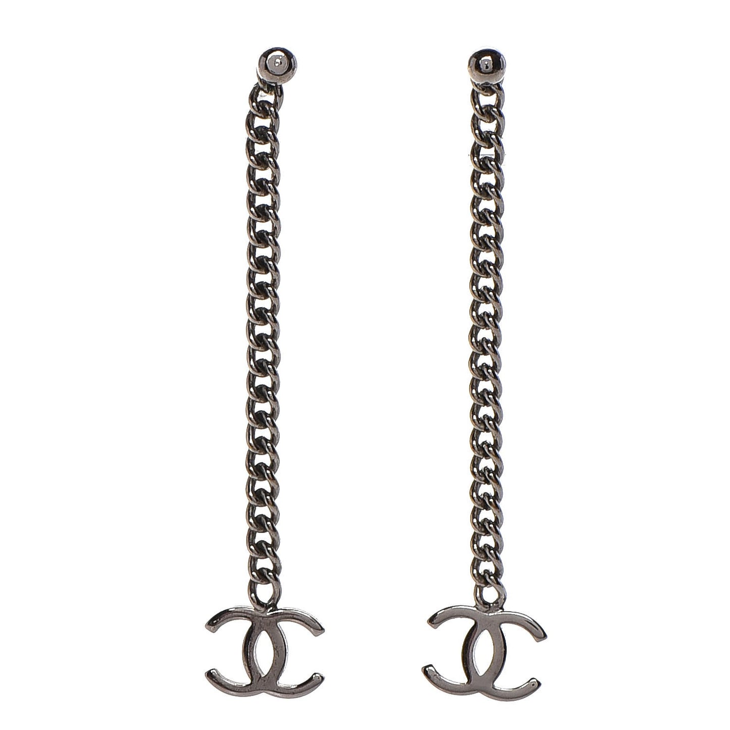 CC Long Drop Earrings Silver
