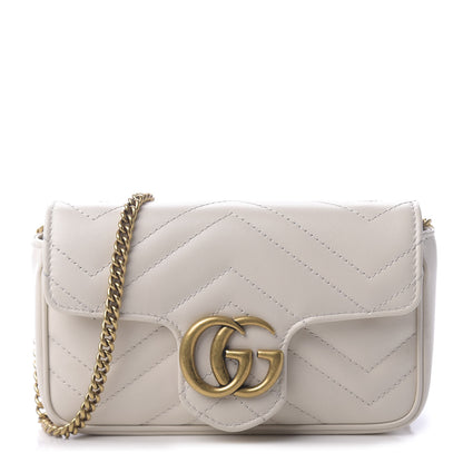 Gucci Calfskin Matelasse Super Mini GG Marmont Shoulder Bag White 1 of 11