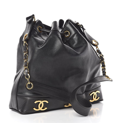 Chanel Lambskin CC Drawstring Shoulder Bag Black 4 of 17