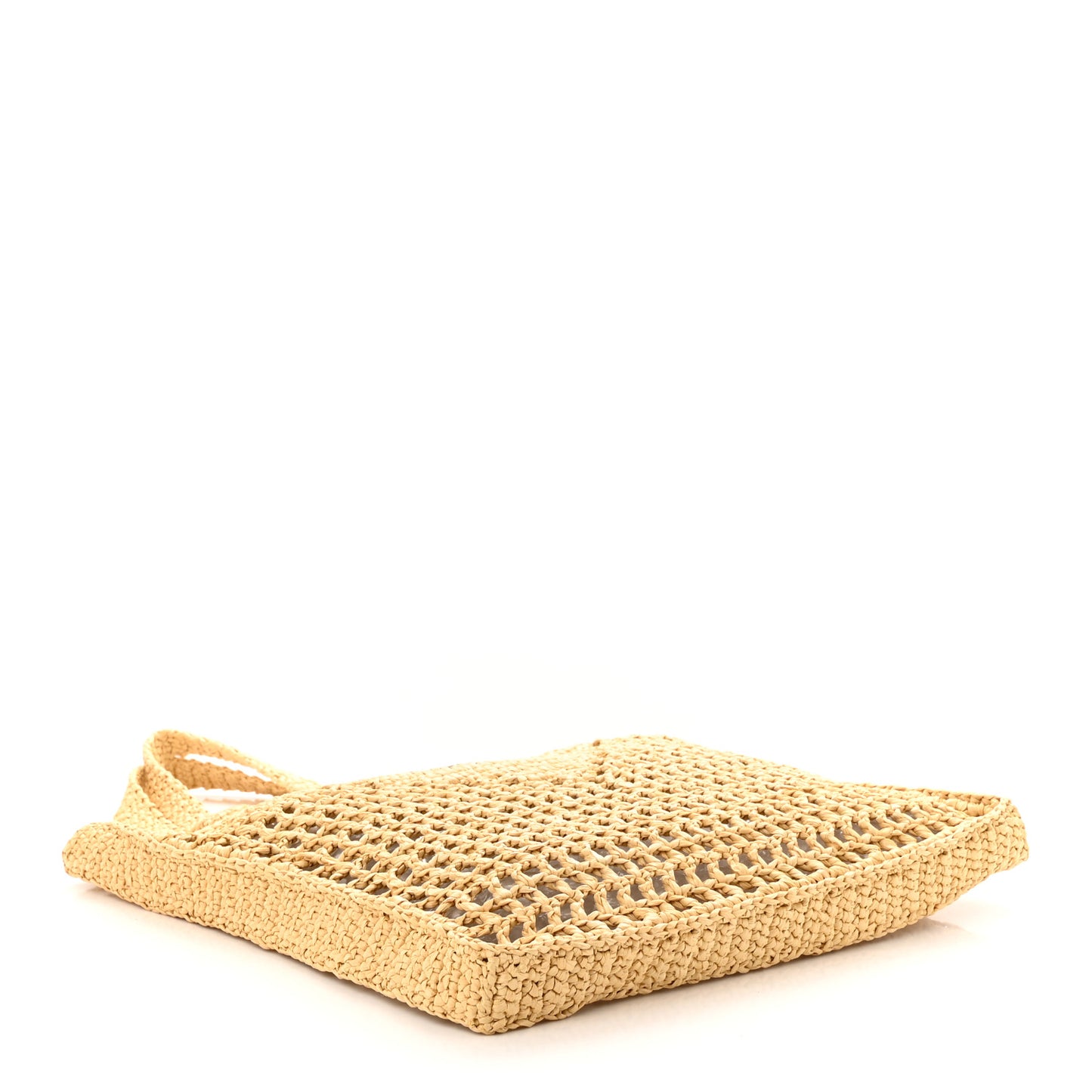 Yarn Raffia Effect Crochet Logo Embroidered Tote Bag Naturale