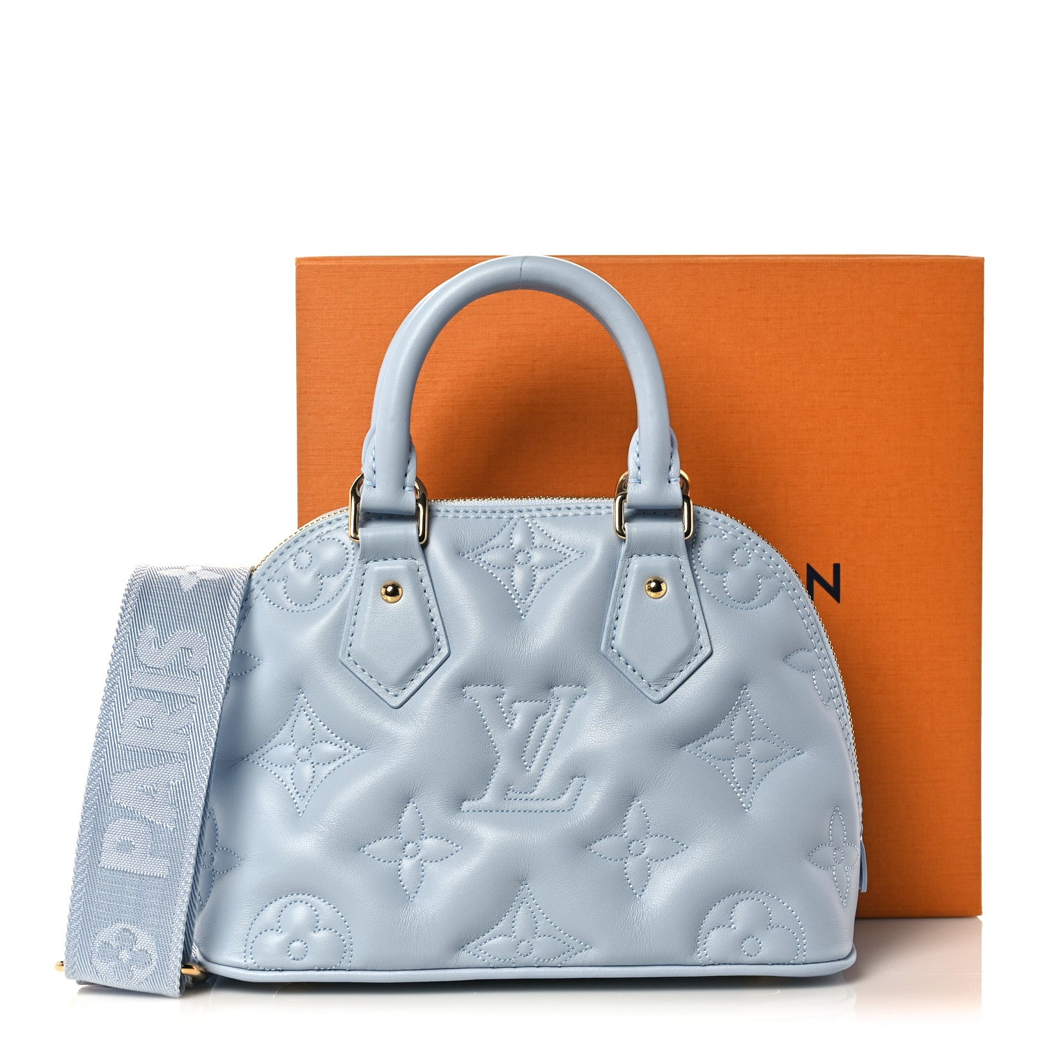 Louis Vuitton Calfskin Bubblegram Alma BB Ice Blue 11 of 11