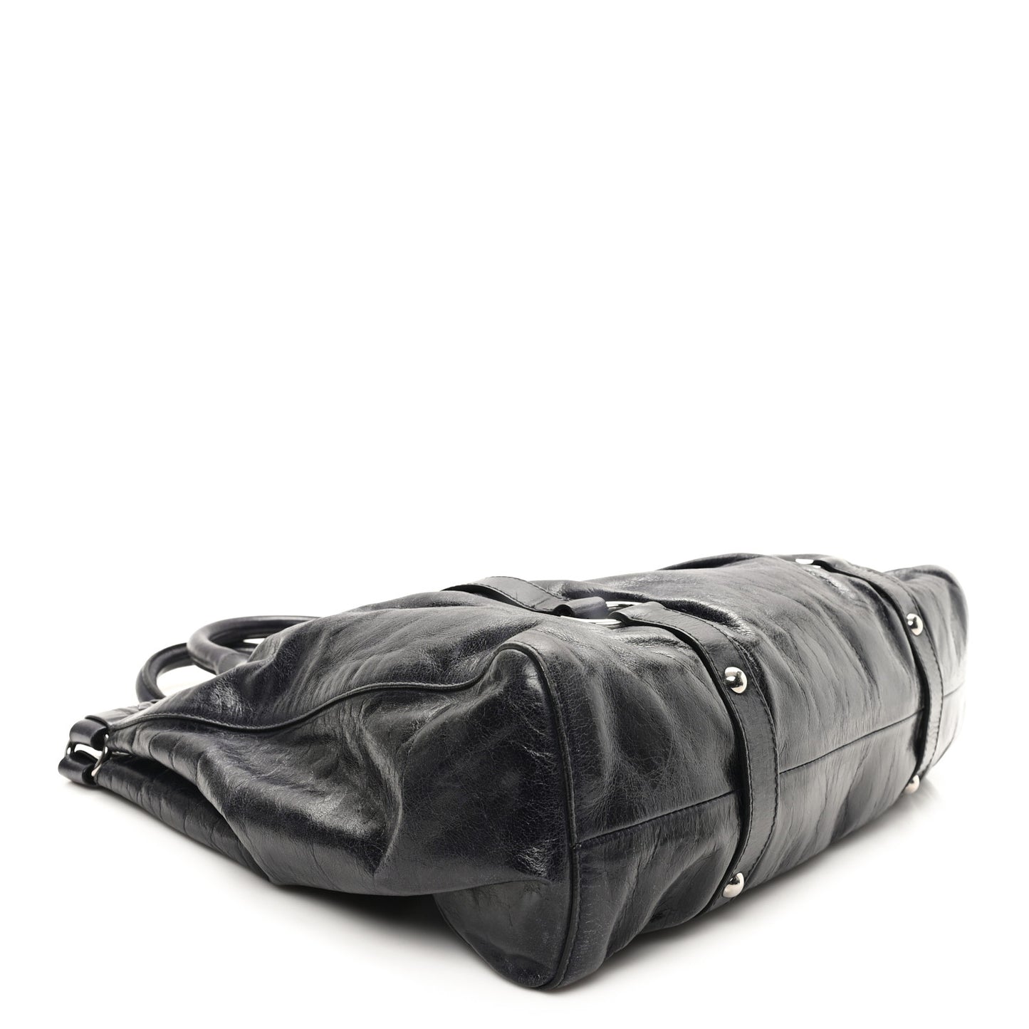 Vitello Lux Gathered Tote Black