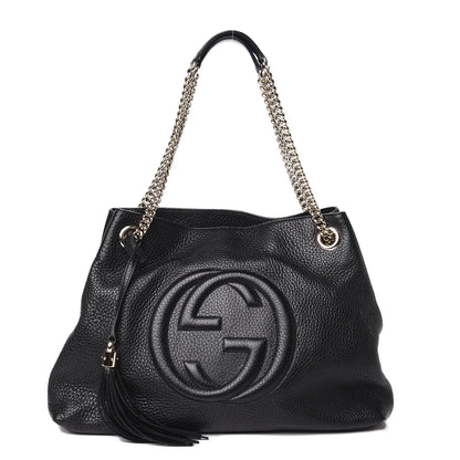 Gucci Pebbled Calfskin Medium Soho Chain Shoulder Bag Black 1 of 11