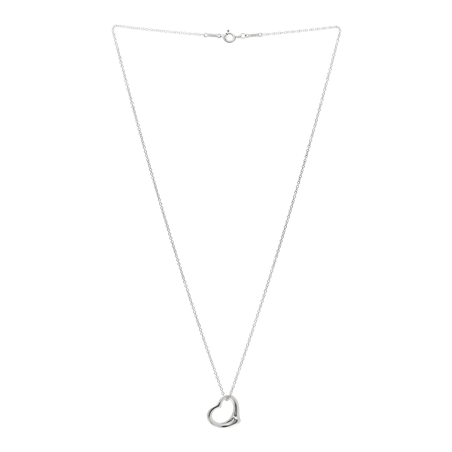 Sterling Silver 16mm Elsa Peretti Open Heart Pendant Necklace