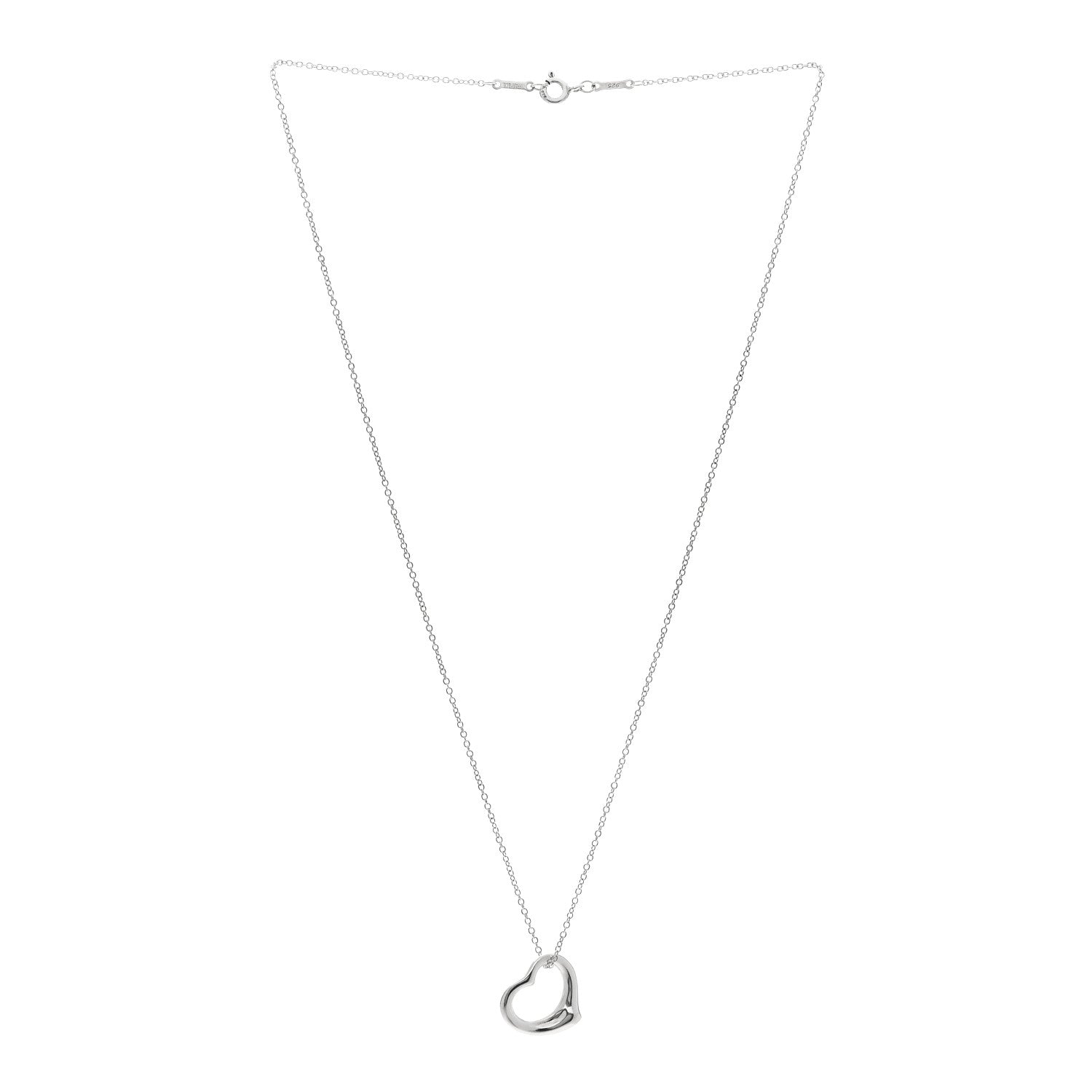 Tiffany Sterling Silver 16mm Elsa Peretti Open Heart Pendant Necklace 3 of 5