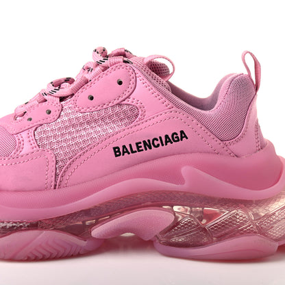 Balenciaga Fabric Mesh Clear Sole Womens Triple S Sneakers 38 Pink 8 of 12