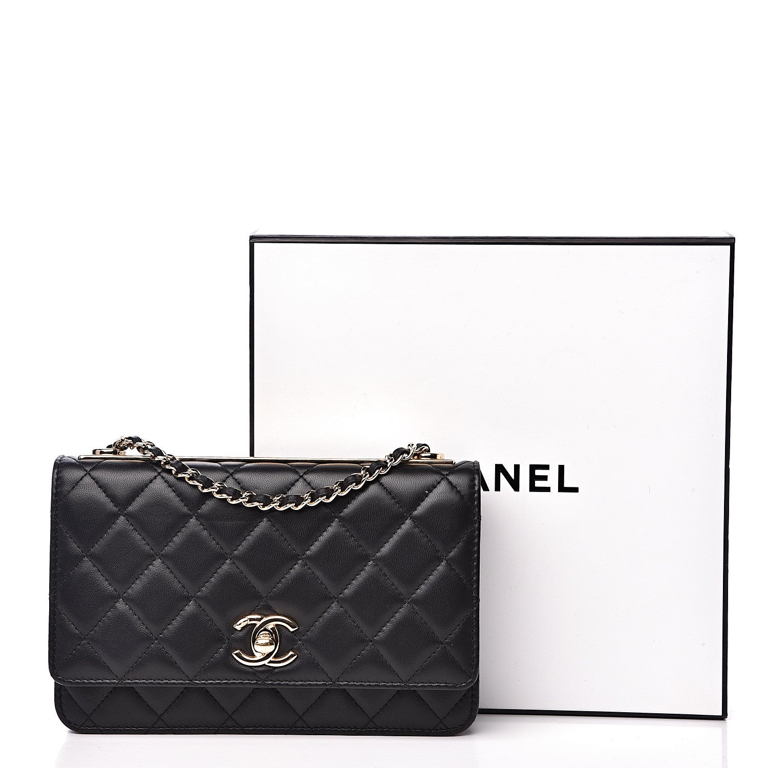 Chanel Lambskin Quilted Trendy CC Wallet On Chain WOC Black 14 of 15