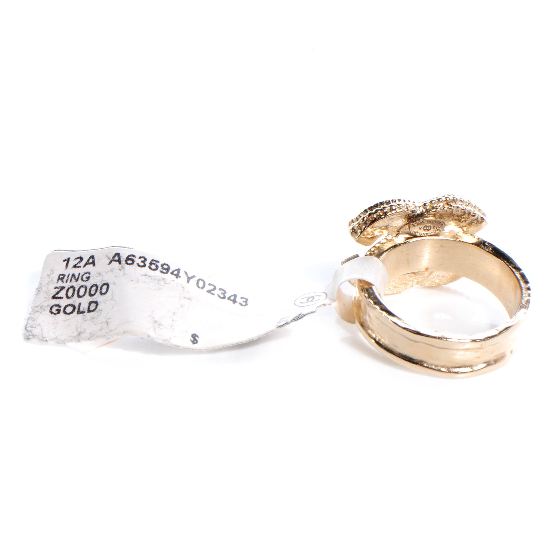 Chanel Glitter Enamel CC Ring 7 Gold 4 of 6
