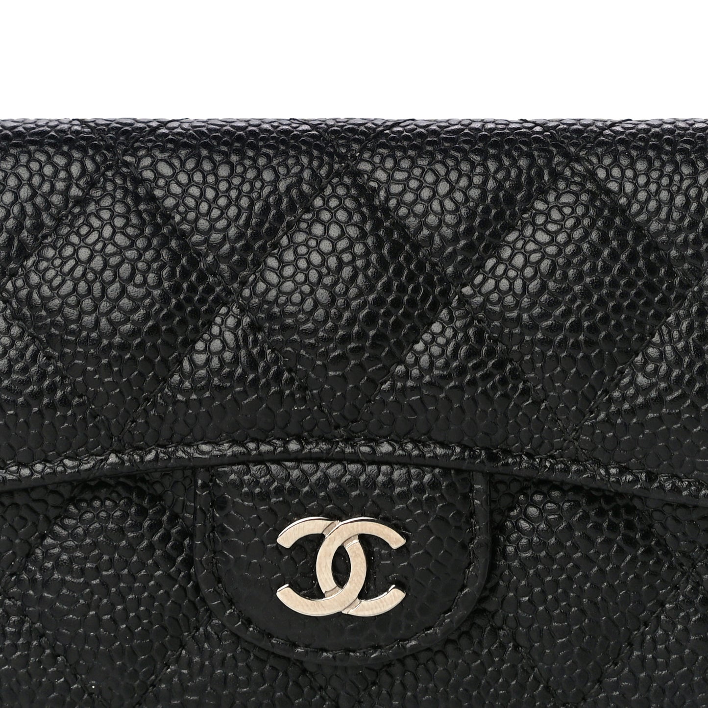 Caviar Quilted Flap Card Holder Black