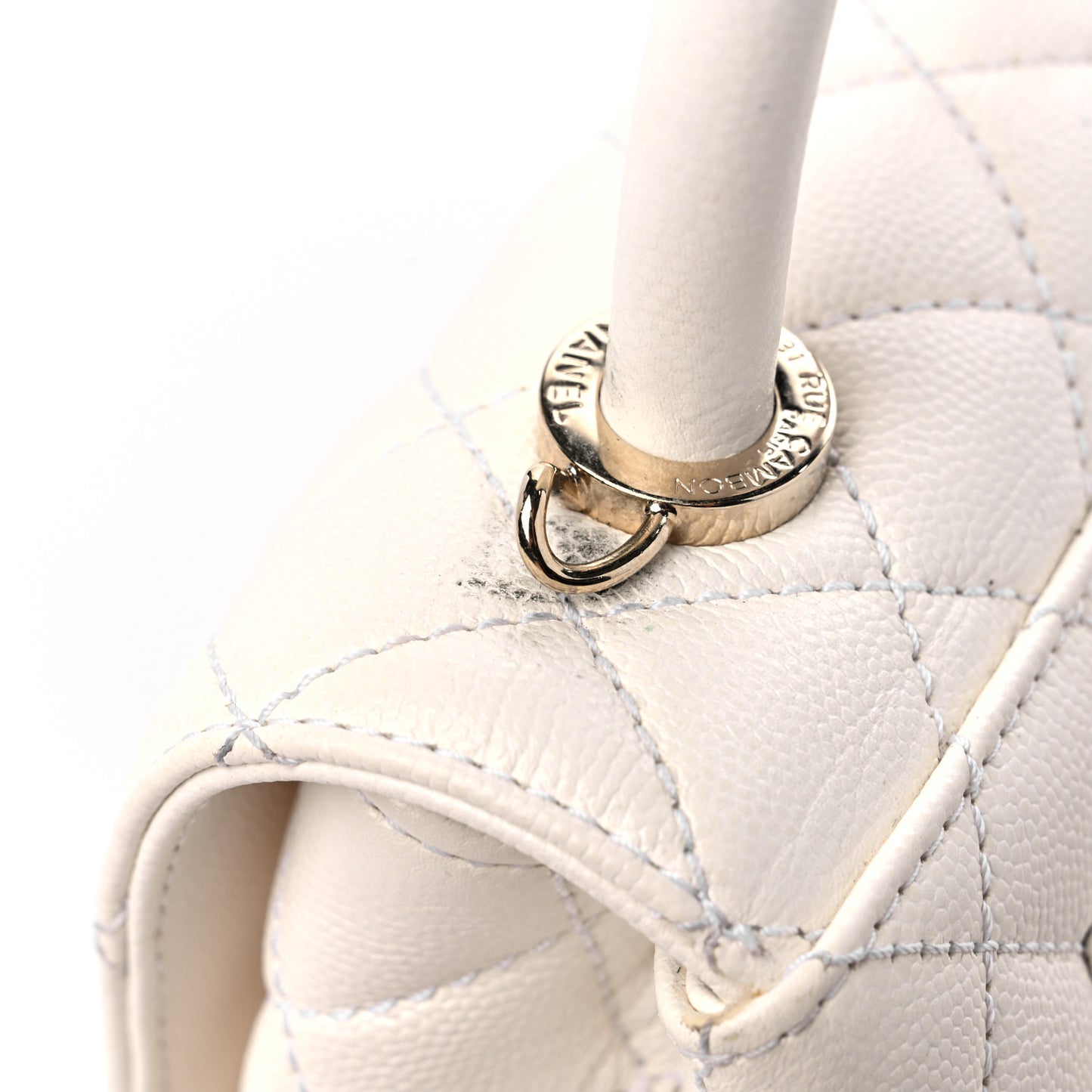 Caviar Quilted Extra Mini Coco Handle Flap White