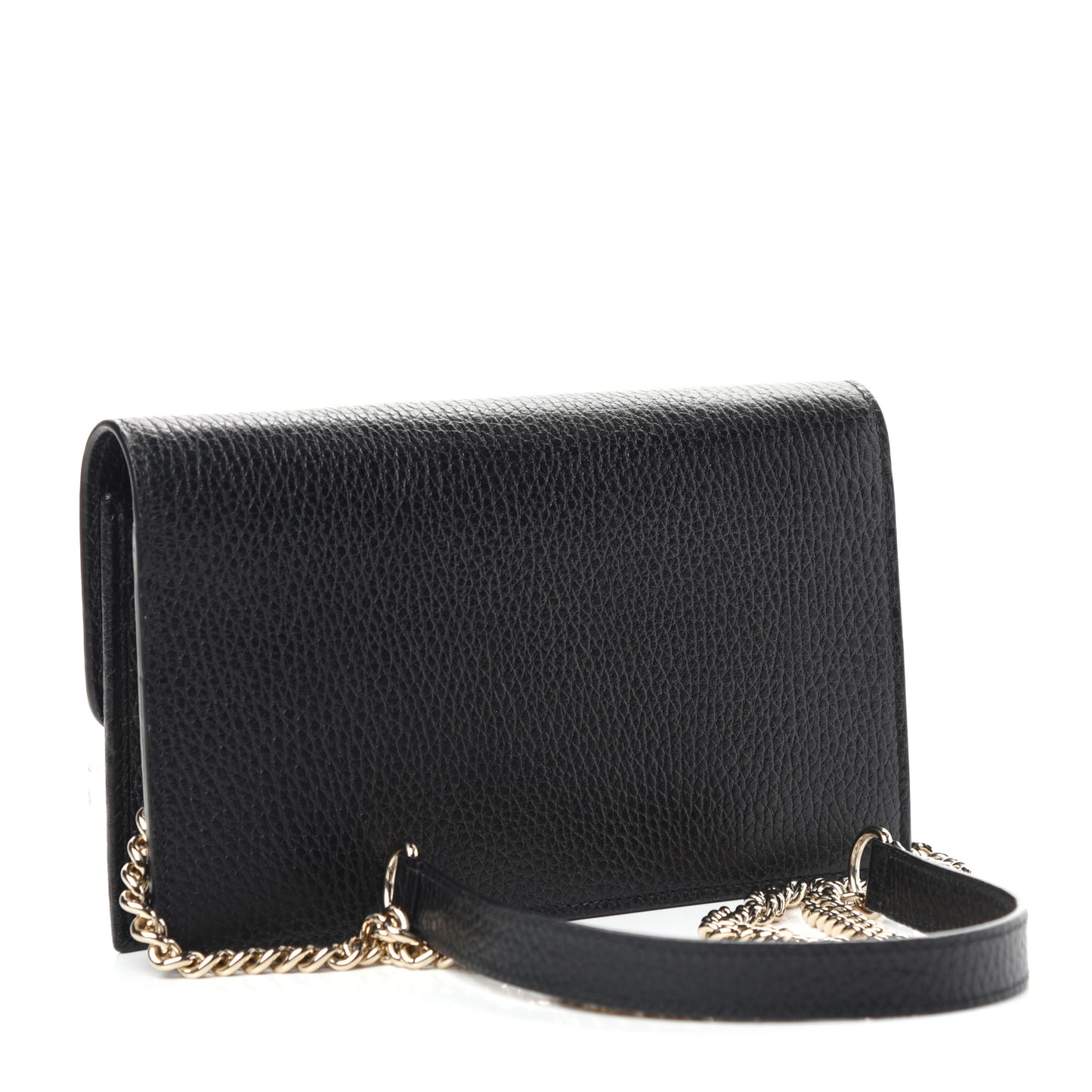 Dollar Calfskin Interlocking G Chain Wallet Black