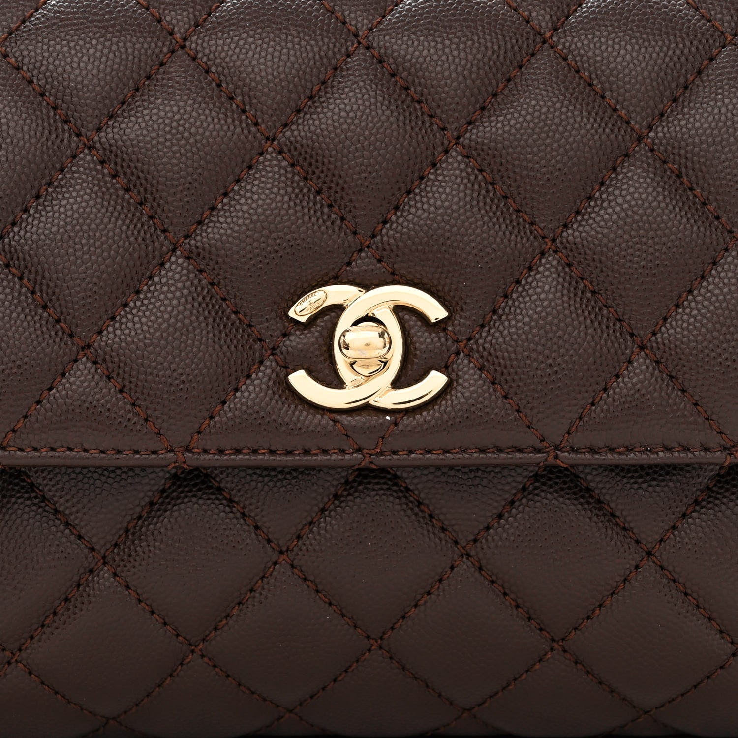 Chanel Caviar Quilted Mini Coco Handle Flap Dark Brown 8 of 10