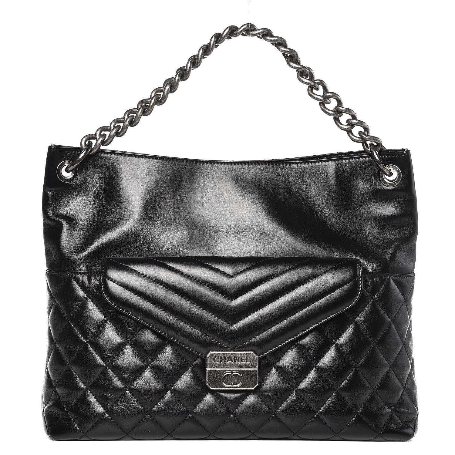 Chanel Aged Calfskin Quilted Mad About Quilting Hobo Black 1 of 7