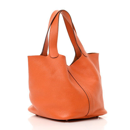 Hermes Taurillon Clemence Picotin Lock 22 MM Orange 3 of 15