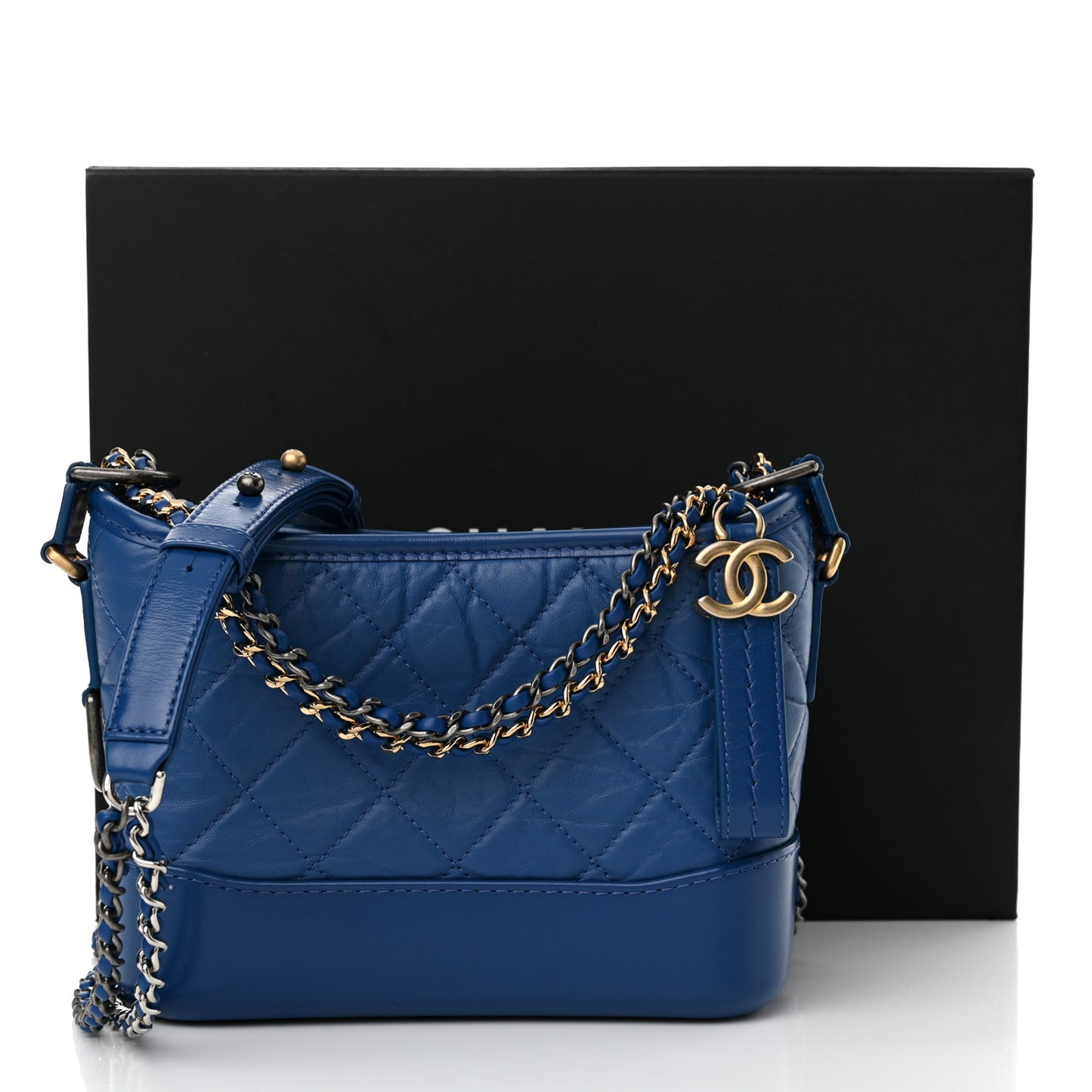 Aged Calfskin Quilted Small Gabrielle Hobo Blue