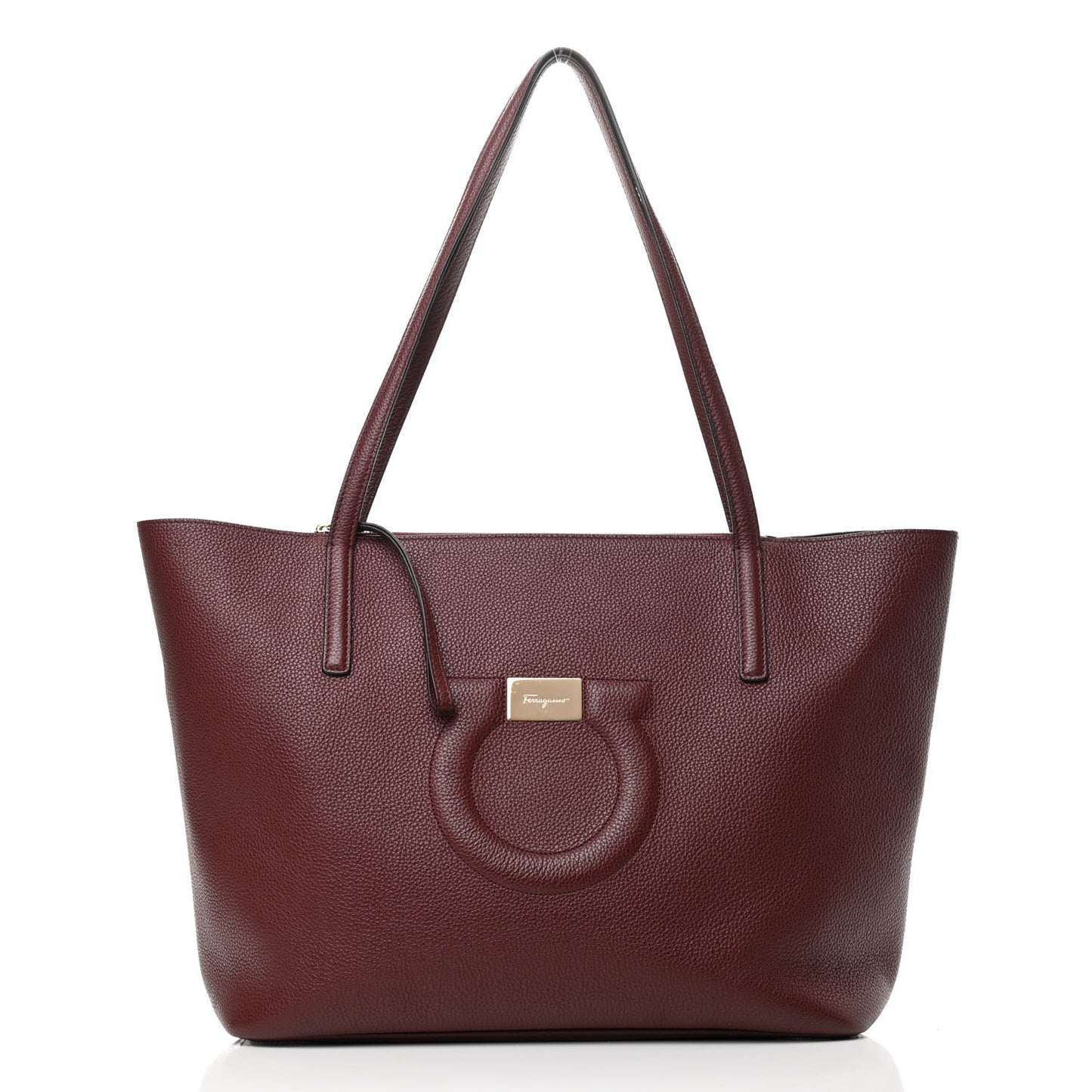 Calfskin Medium Gancini Tote Burgundy
