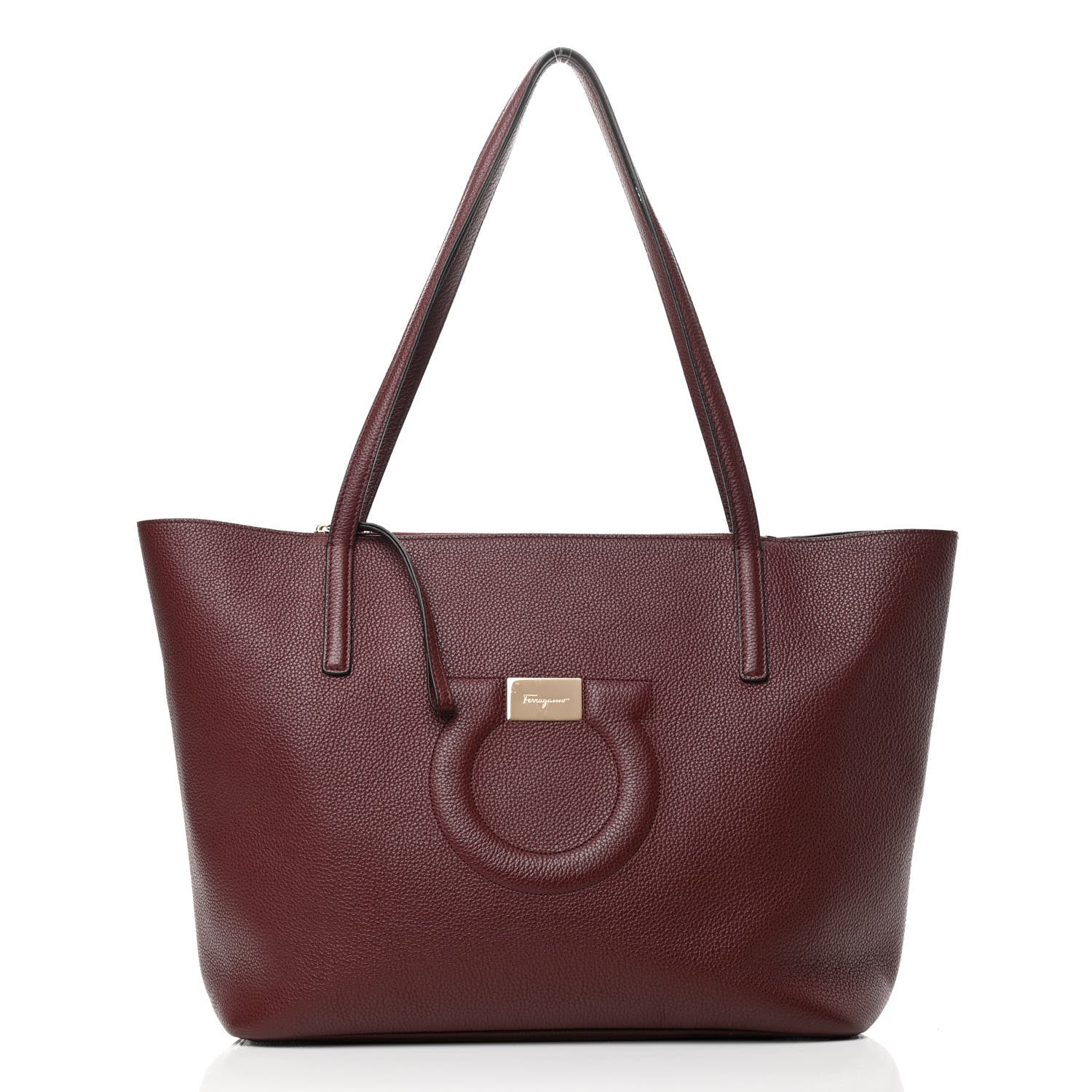 Salvatore Ferragamo Calfskin Medium Gancini Tote Burgundy 2 of 9