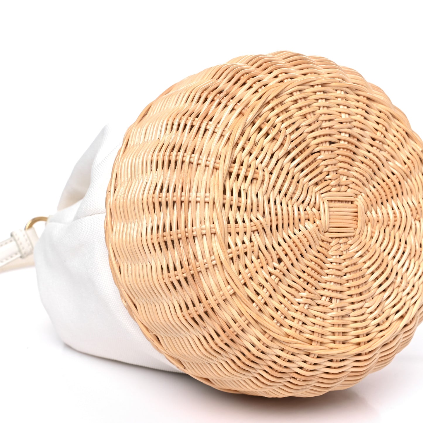 Wicker Canvas Bucket Bag Naturale White