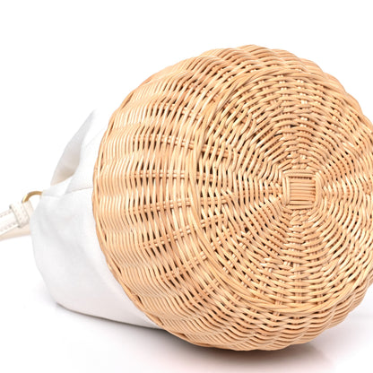 Prada Wicker Canvas Bucket Bag Naturale White 9 of 11