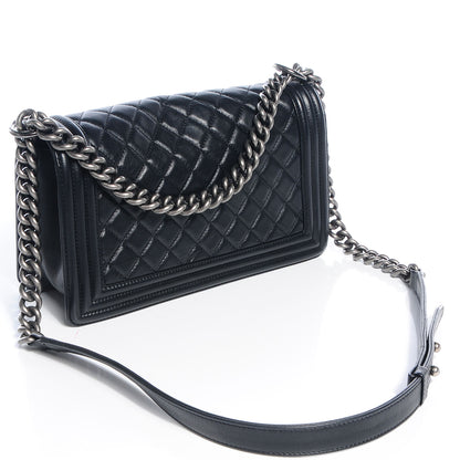 Chanel Metallic Calfskin Quilted Medium Boy Flap Black 3 of 9