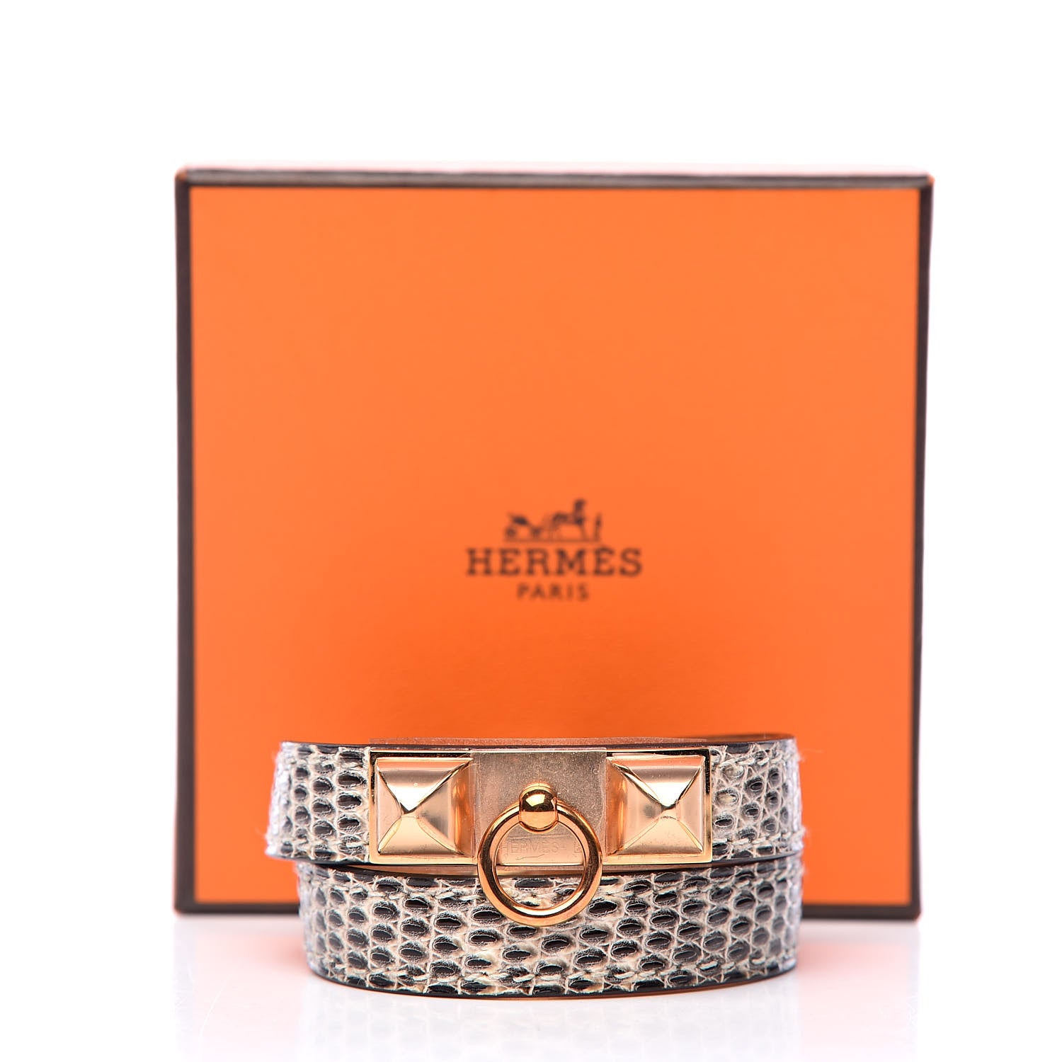 Hermes Lizard Rivale Double Tour Bracelet T2 Ombre 6 of 6