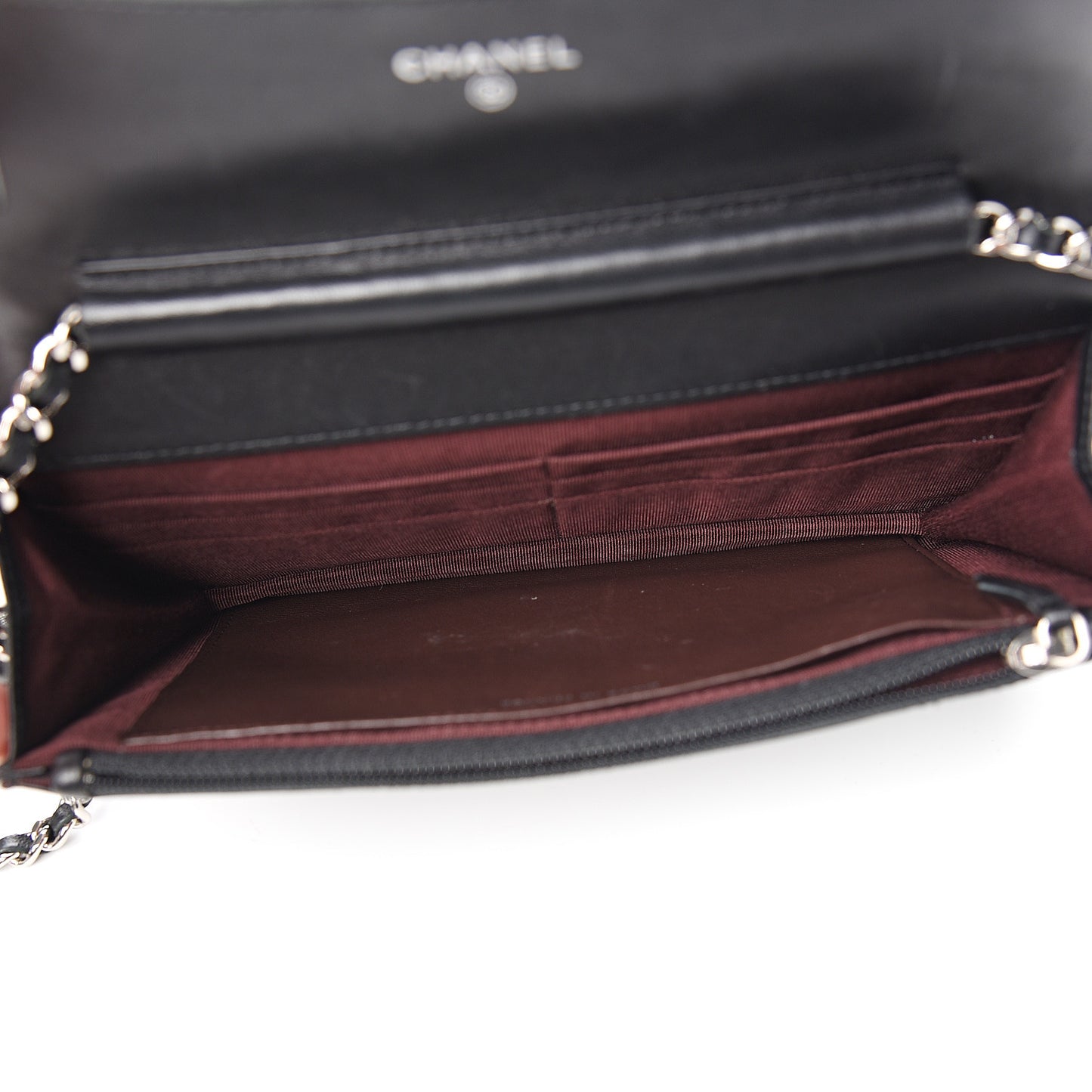 Lambskin Quilted Wallet On Chain WOC Black