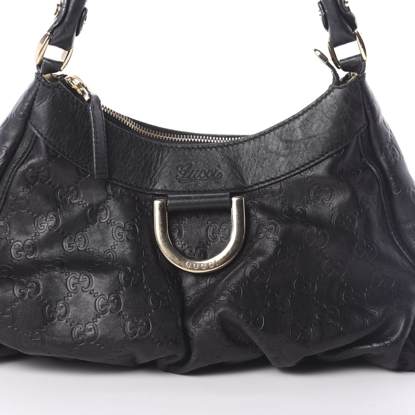 Guccissima Medium D Gold Ring Hobo Black