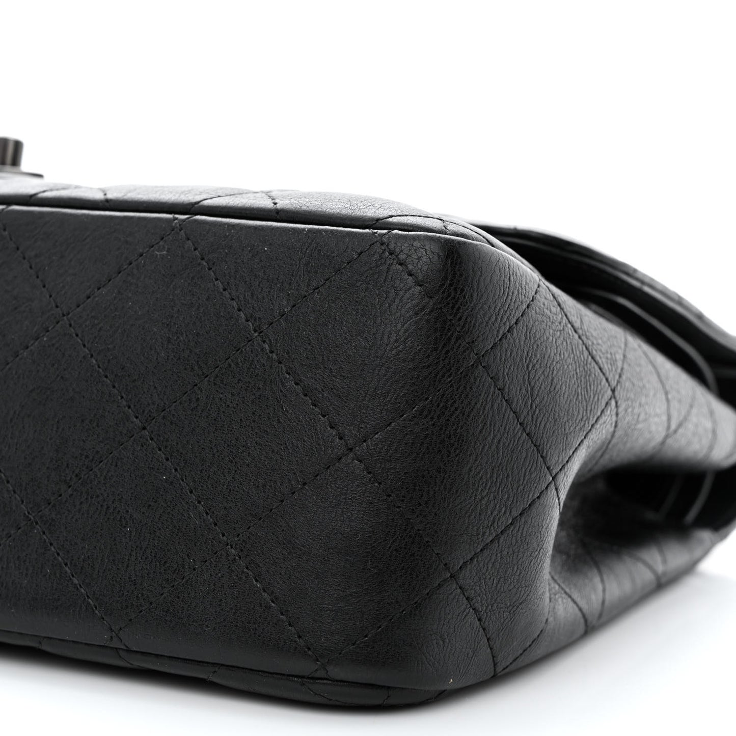 Crumpled Calfskin Quilted Jumbo Double Flap So Black