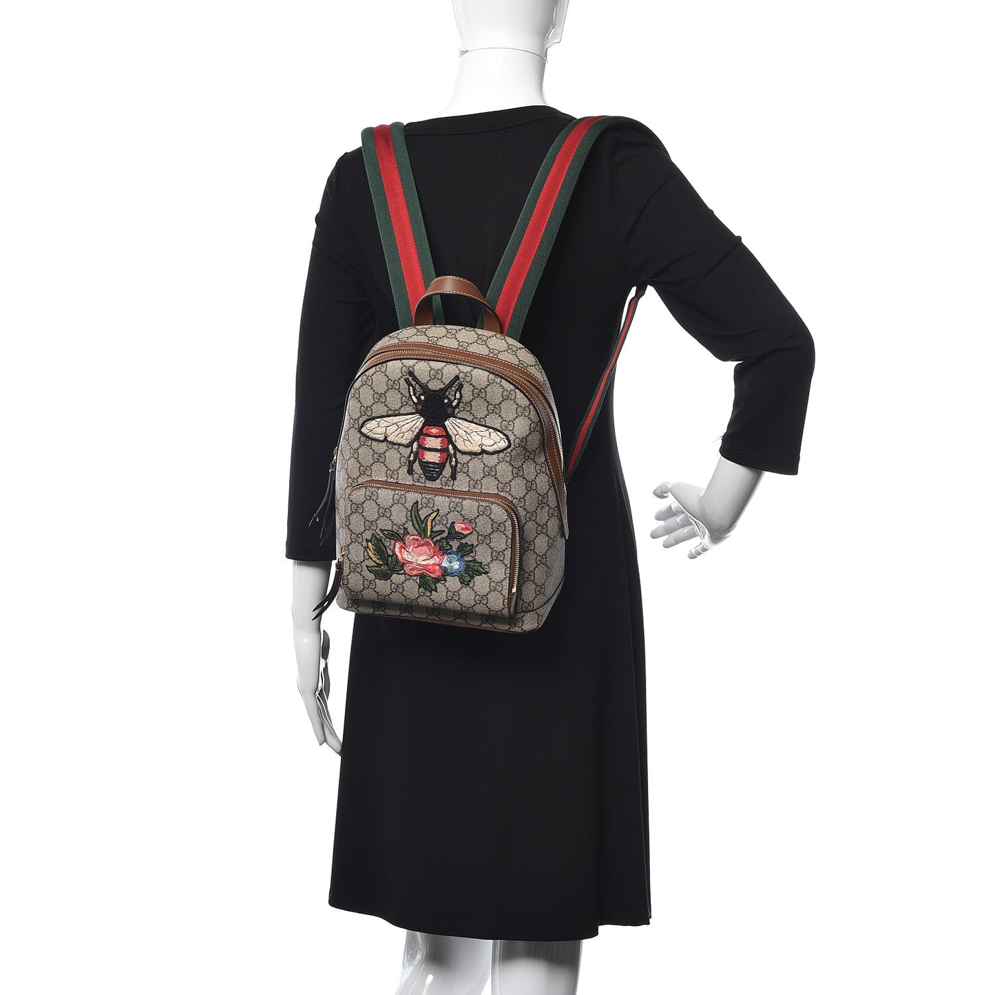 GG Supreme Monogram Web Bee Embroidered Small Day Backpack