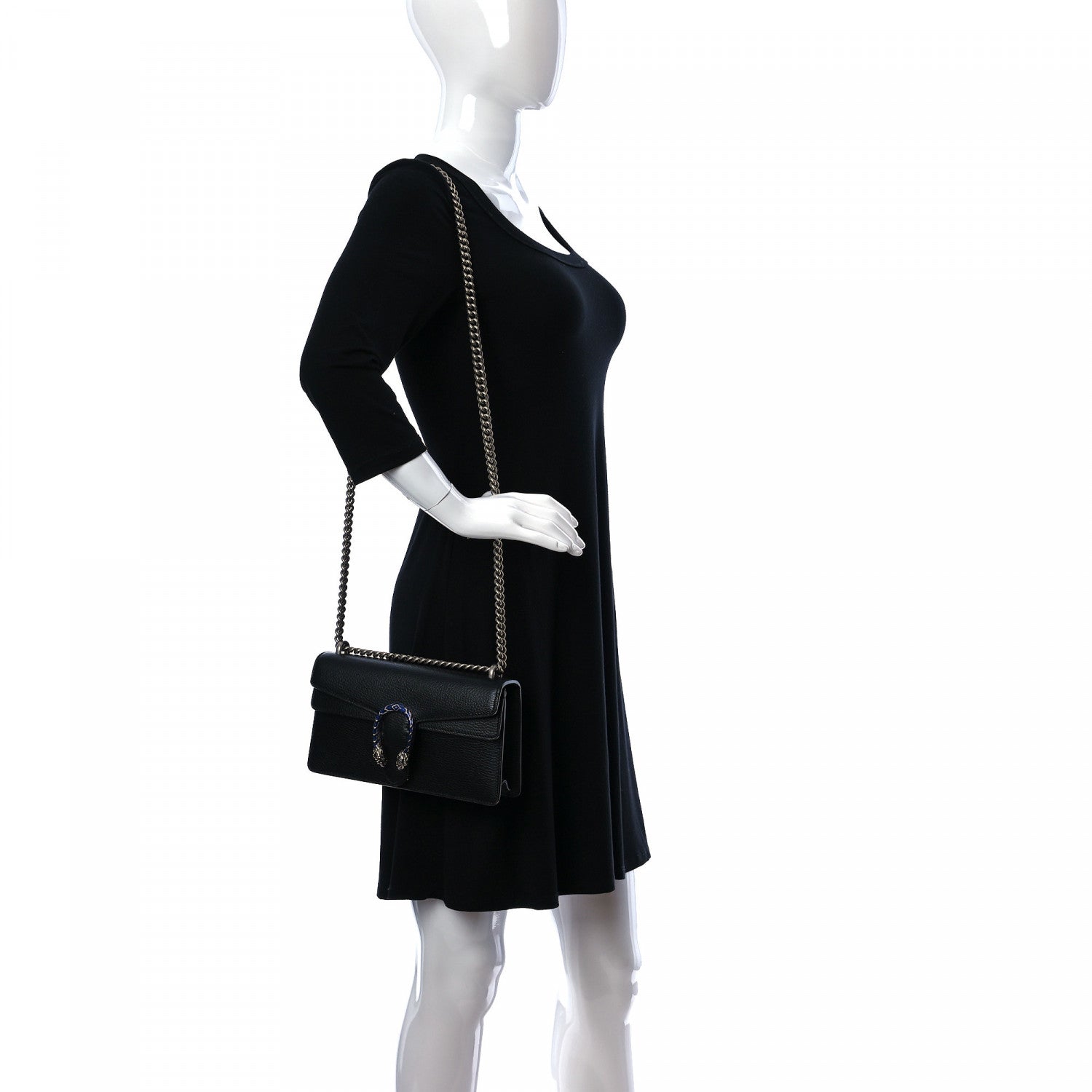 Gucci Pebbled Calfskin Small Dionysus Shoulder Bag Black 2 of 9