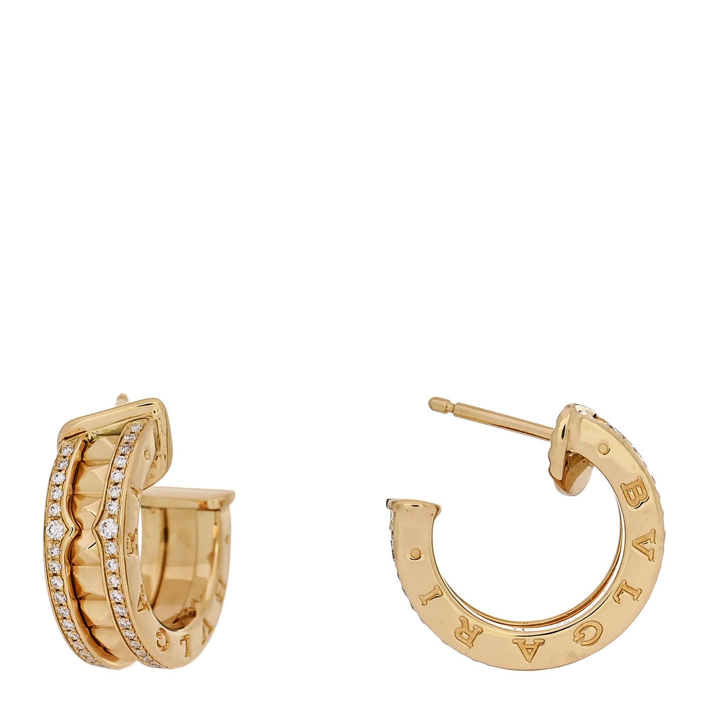 18K Yellow Gold Diamond B.Zero1 Rock Edge Hoop Earrings