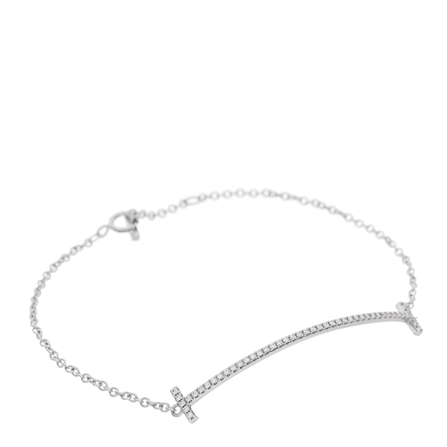 18K White Gold Diamond T Smile Bracelet
