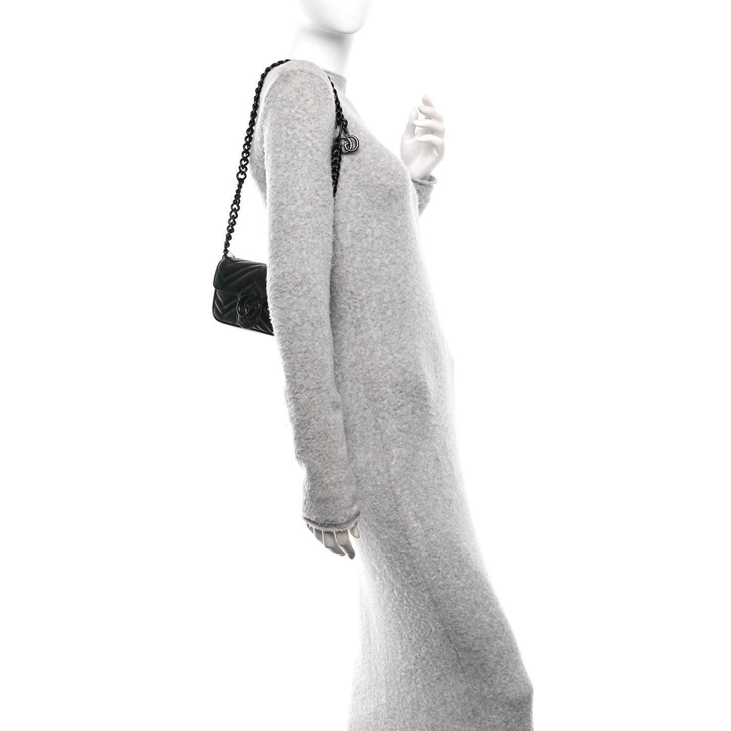 Calfskin Matelasse Monochrome GG Marmont Chain Belt Bag Black