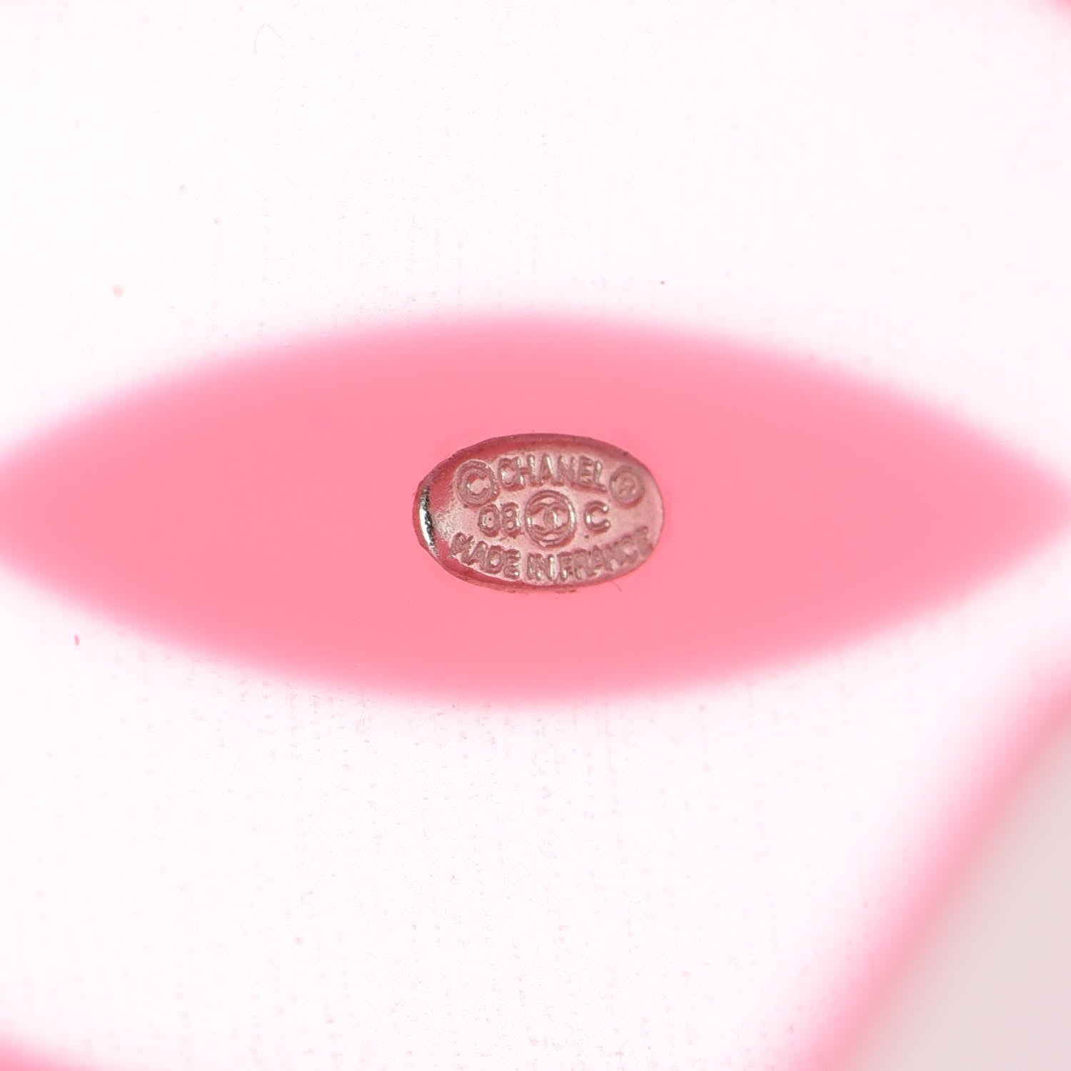 Chanel Resin CC Wide Cuff White Pink 4 of 4