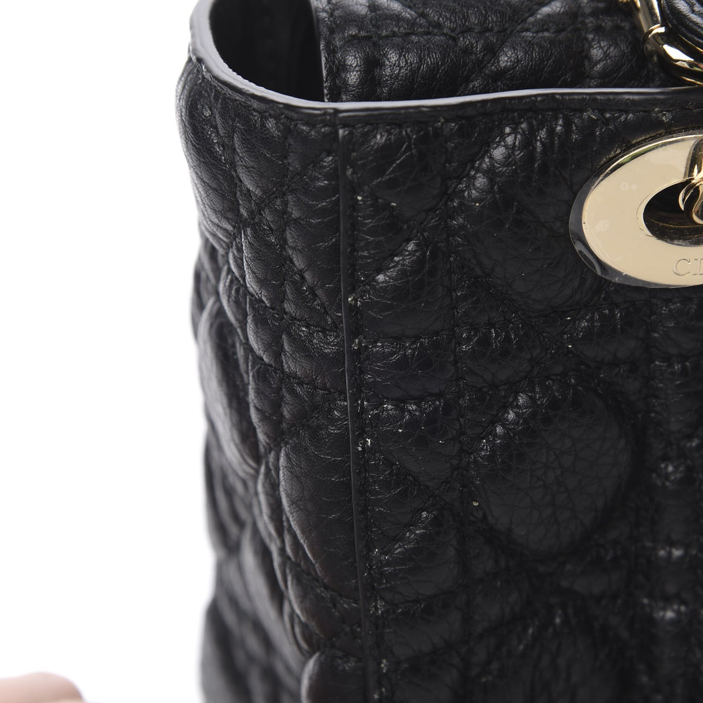 Grained Calfskin Cannage Medium Supple Lady Dior Black