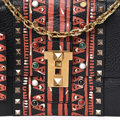 Valentino Garavani Calfskin Tribal B-Rockstud Rolling Flap Black 10 of 10