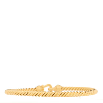 David Yurman 18K Yellow Gold Diamond 3.5mm Buckle Cablespira Bracelet 2 of 3