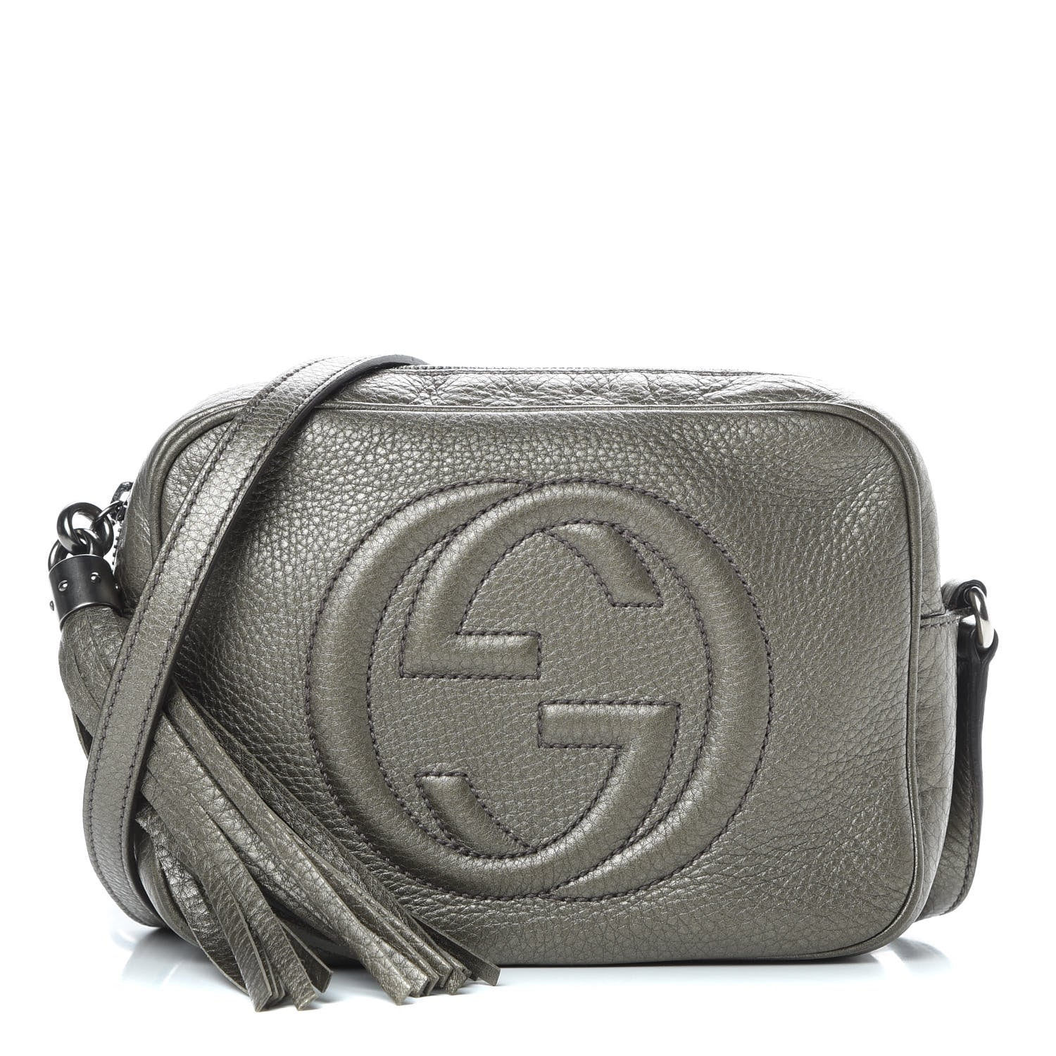 Gucci Metallic Pebbled Calfskin Small Soho Disco Bag Sasso 1 of 12