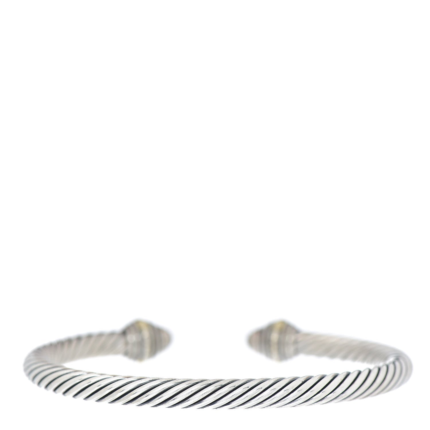 David Yurman Sterling Silver 14K Yellow Gold Diamond 5mm Cable Classics Bracelet 3 of 5