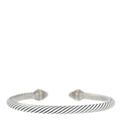 David Yurman Sterling Silver 14K Yellow Gold Diamond 5mm Cable Classics Bracelet 3 of 5