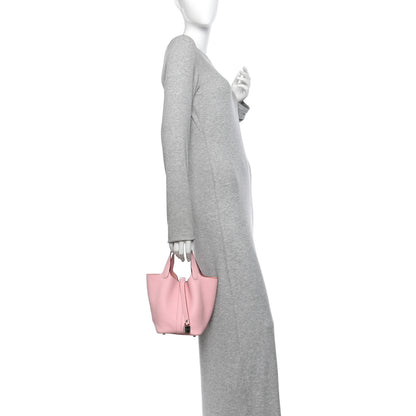 Hermes Taurillon Clemence Picotin Lock 18 PM Rose Sakura 2 of 10