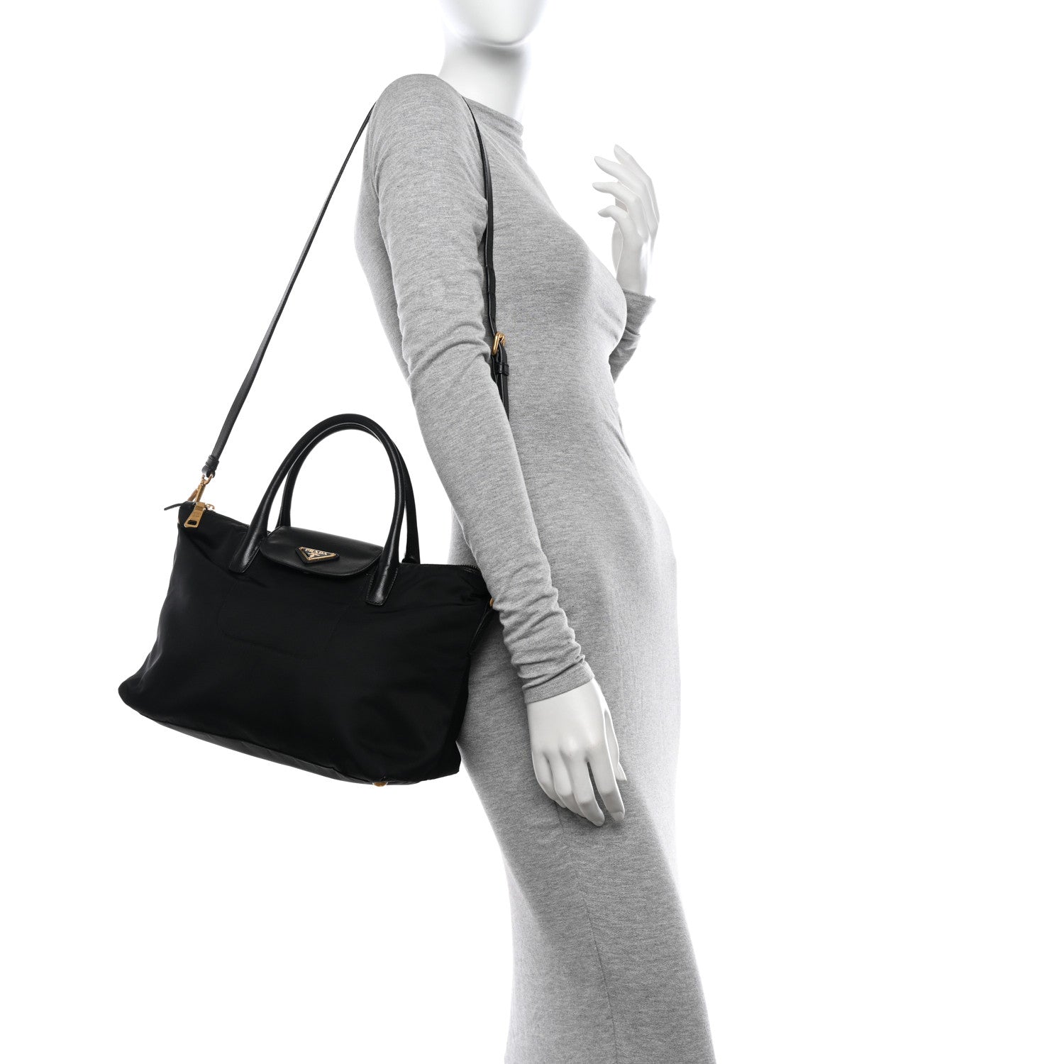 Prada Tessuto Nylon Saffiano Tote Black 2 of 14