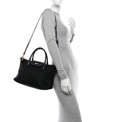 Prada Tessuto Nylon Saffiano Tote Black 2 of 14