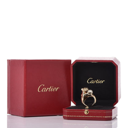 Cartier 18K Yellow Gold Diamond Onyx Emerald Panthère De Ring 53 6.25 12 of 12