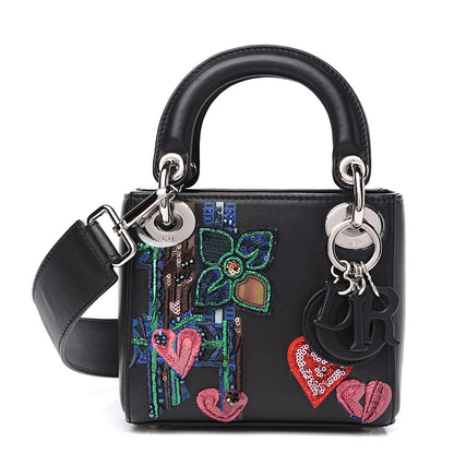 Christian Dior Smooth Calfskin Embroidered Micro Lady Dior Black 1 of 10