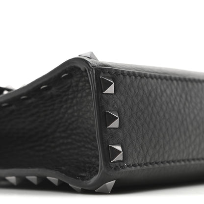 Valentino Garavani Pebbled Calfskin Monochrome Medium Rockstud Flip Lock Crossbody Bag Black 8 of 9
