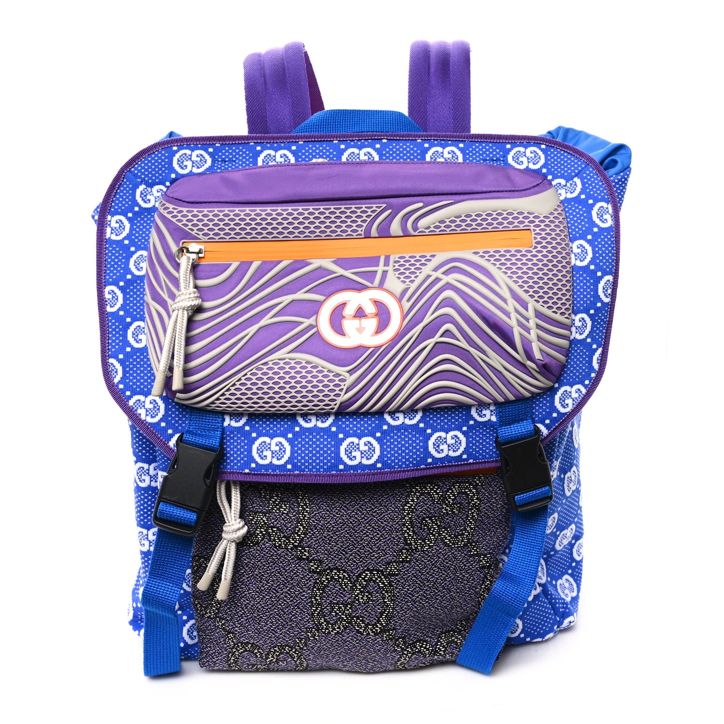 Jersey GG Monogram All Over Pan Sport Double Buckle Backpack Blue Purple Multicolor