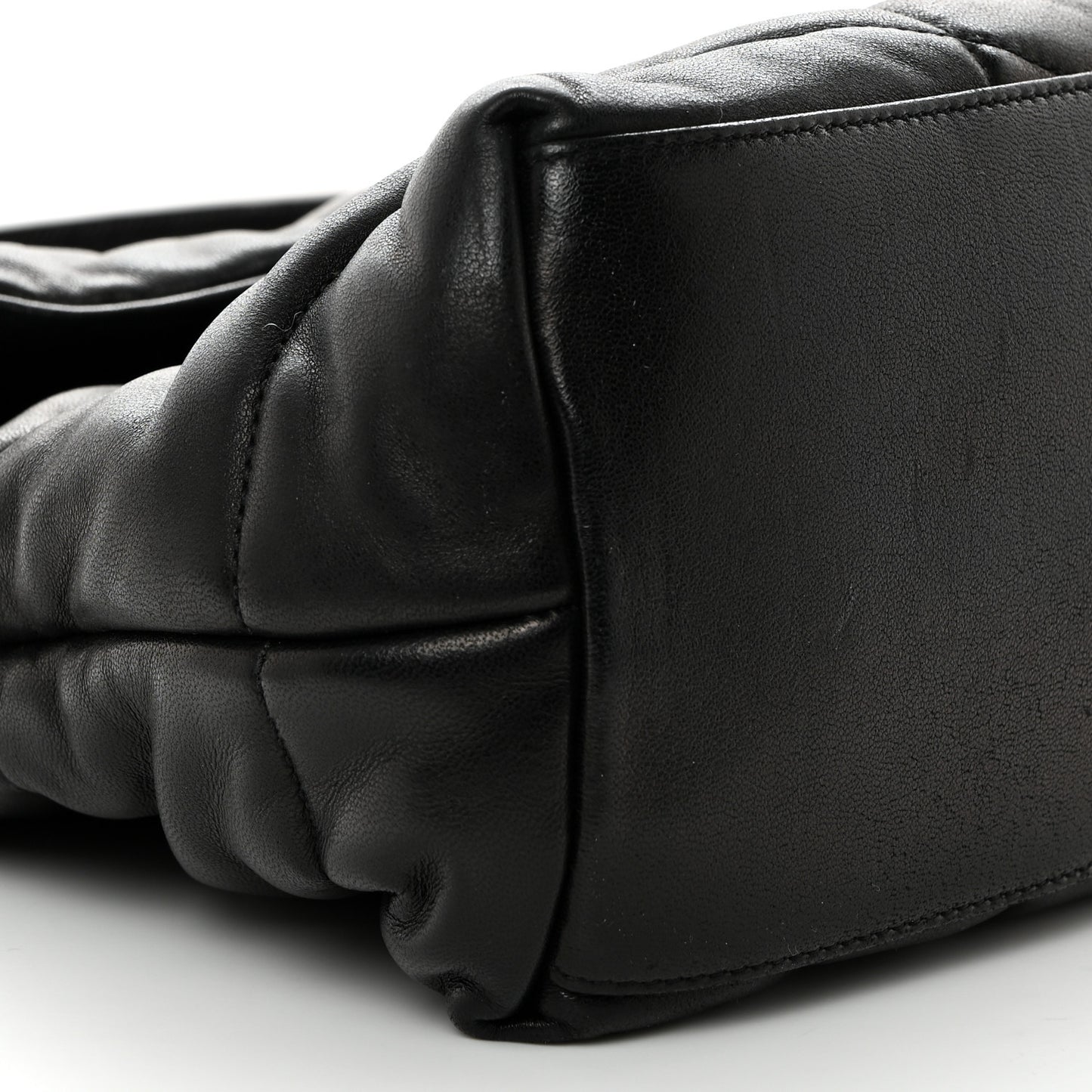 Lambskin Quilted Medium Loulou Puffer Monogram Chain Satchel Black